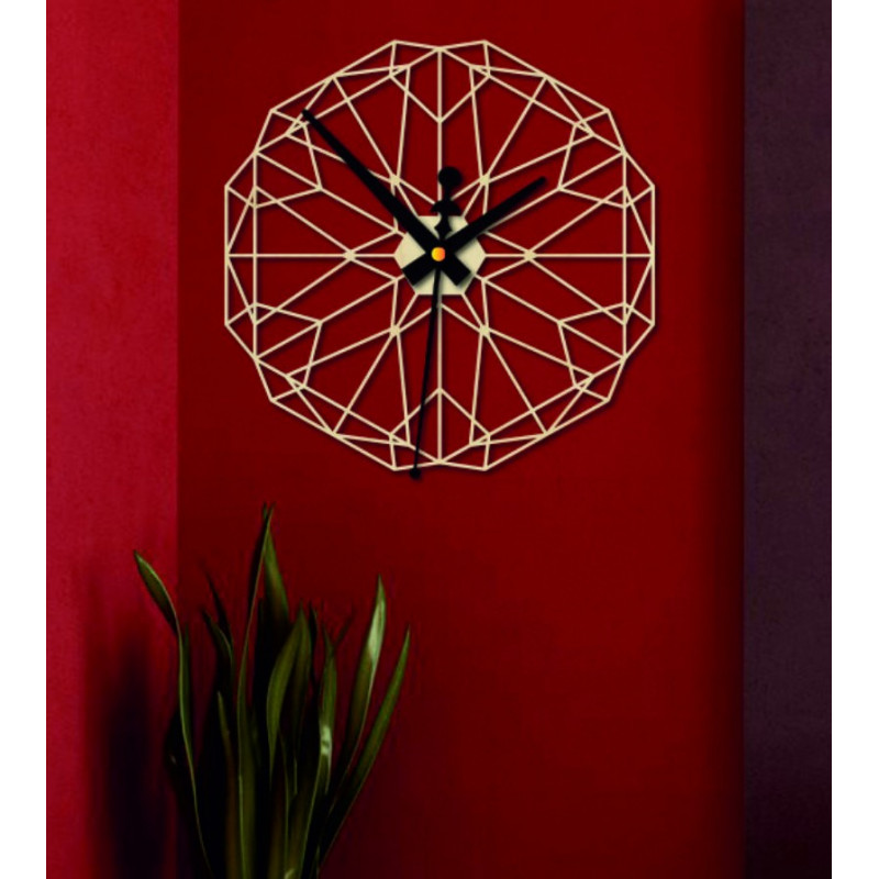 Ceas de perete geometric din placaj de lemn - CUDO