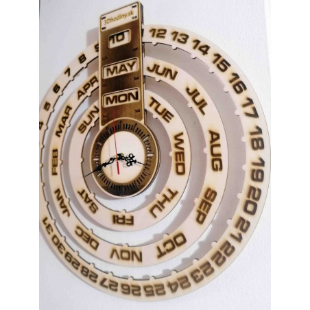 Calendar din lemn - ceas de perete gravat - JOGBEL