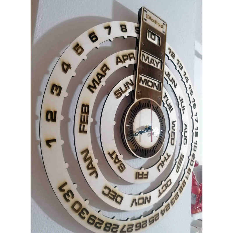 Calendar din lemn - ceas de perete gravat - JOGBEL