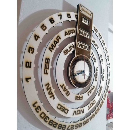 Calendar din lemn - ceas de perete gravat - JOGBEL