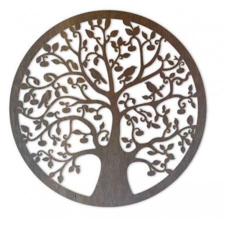 Tablou din lemn cu un copac și păsări - HOJNISŤ