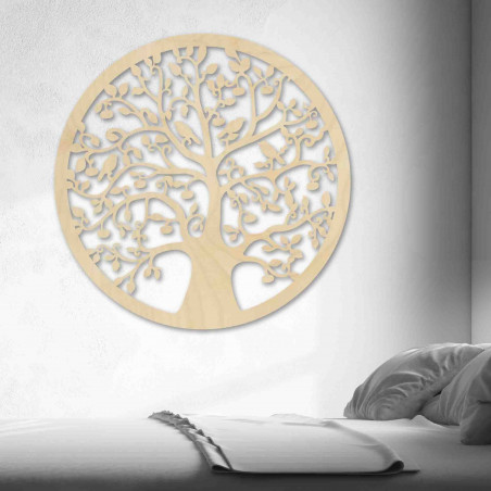 Tablou din lemn cu un copac și păsări - HOJNISŤ