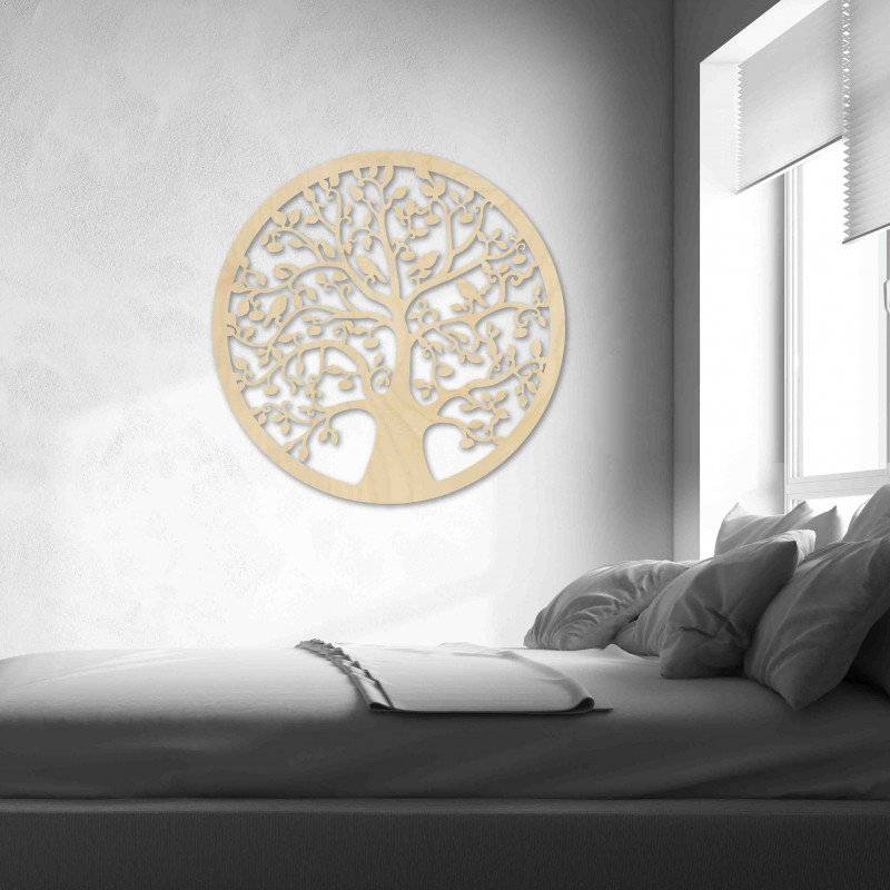 Tablou din lemn cu un copac și păsări - HOJNISŤ