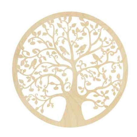 Tablou din lemn cu un copac și păsări - HOJNISŤ