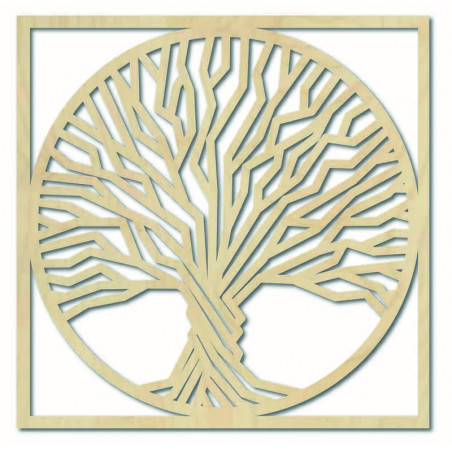 Imagine de perete din lemn a unui copac într-un cadru