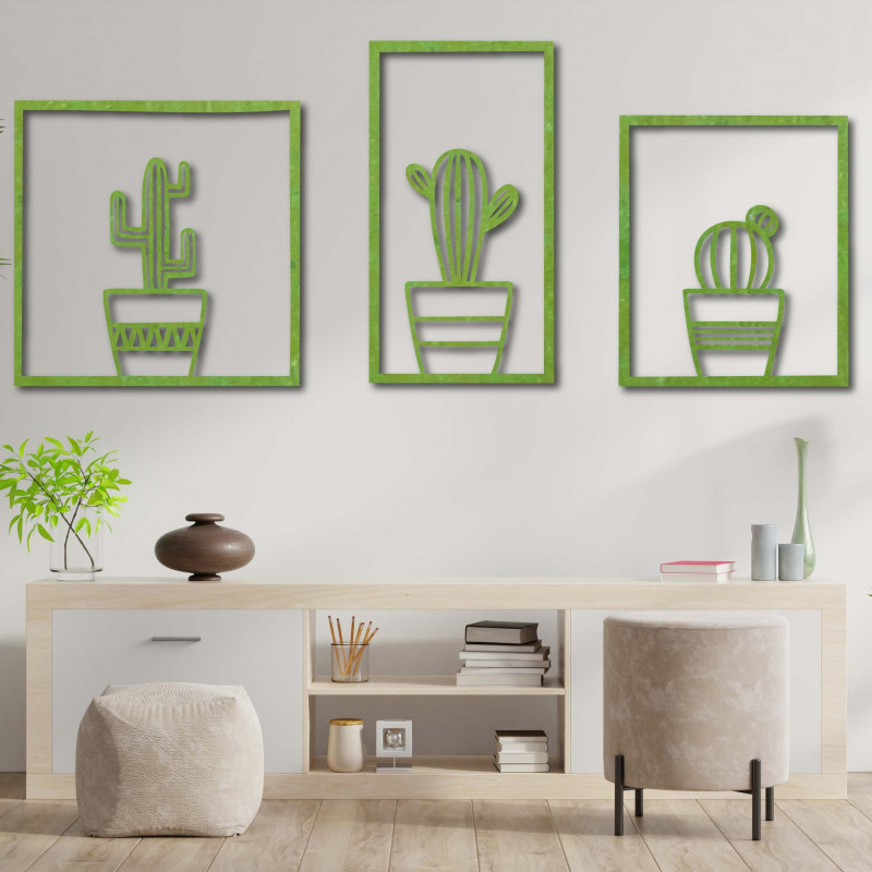 Tablou de perete elegant din trei părți - Cactuși