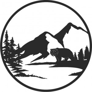 Tablou de perete pădure și natură cu motiv de urs 2