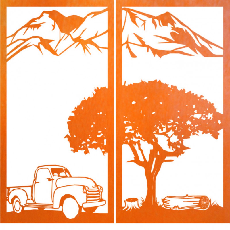 Pictură murală sculptată în două piese, natură...