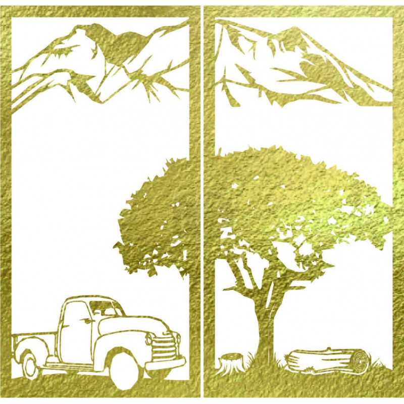 Pictură murală sculptată în două piese, natură...