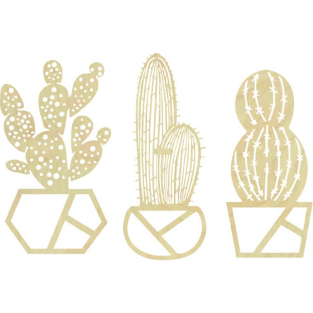 Cactus pictat pe perete în trei părți - KUSLAR