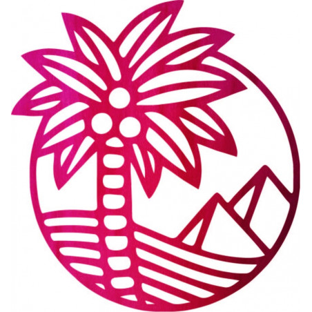 Pictura de perete din lemn a unui palmier pe plajă - MALLAWI