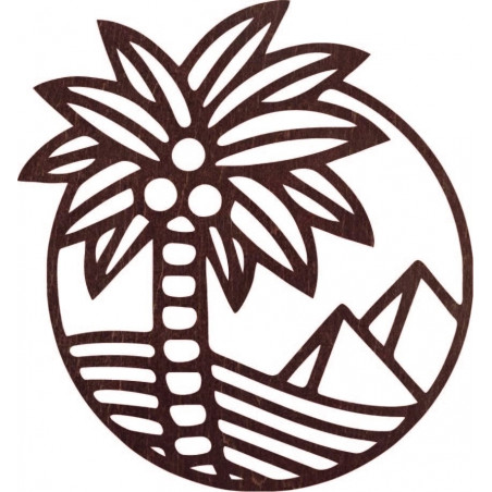 Pictura de perete din lemn a unui palmier pe plajă - MALLAWI