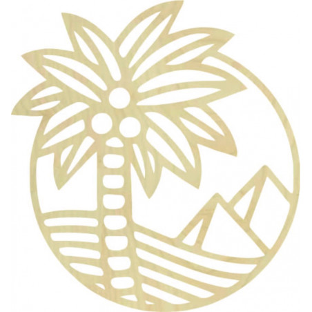 Pictura de perete din lemn a unui palmier pe plajă - MALLAWI