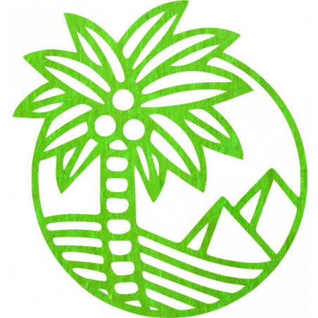 Pictura de perete din lemn a unui palmier pe plajă - MALLAWI