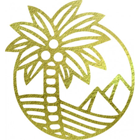 Pictura de perete din lemn a unui palmier pe plajă - MALLAWI