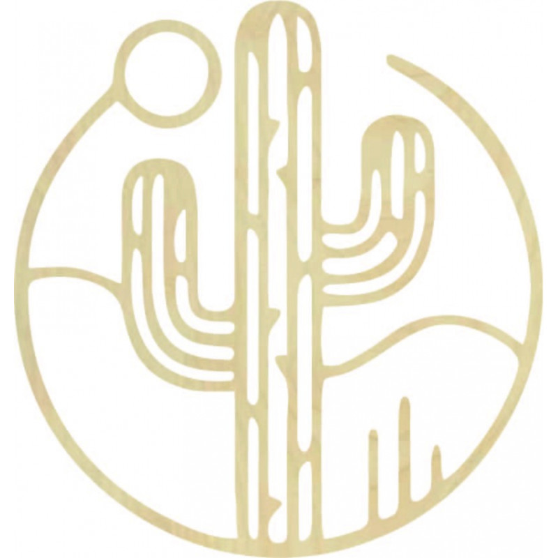 Imagine de perete din lemn a unui cactus cu...