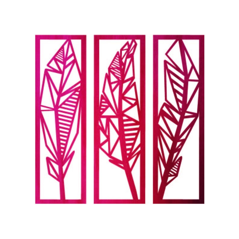 Pictură modernă în trei piese cu frunze de...