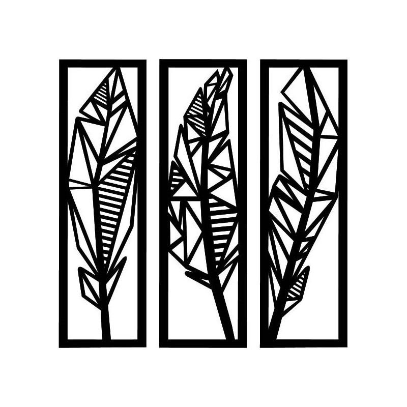 Pictură modernă în trei piese cu frunze de...