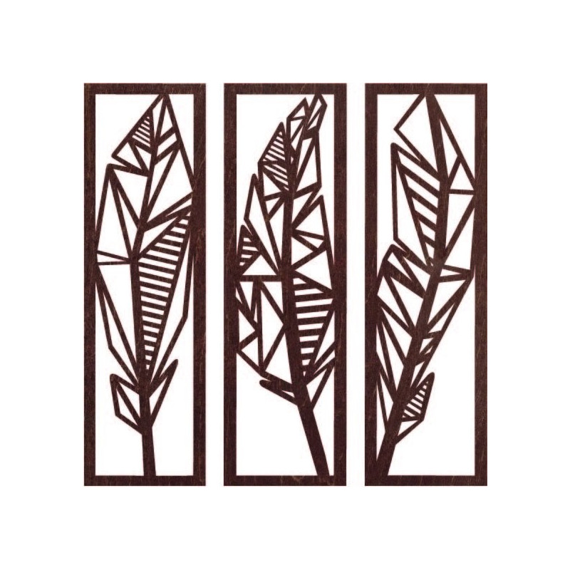 Pictură modernă în trei piese cu frunze de...