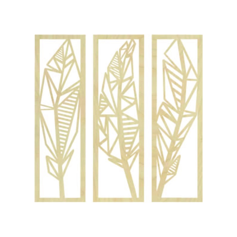 Pictură modernă în trei piese cu frunze de...