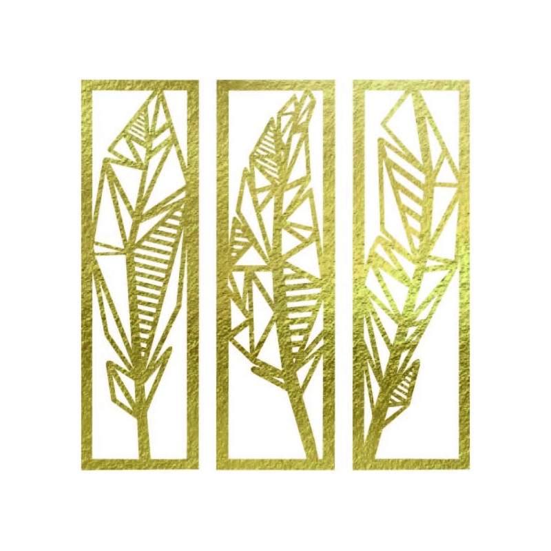 Pictură modernă în trei piese cu frunze de...