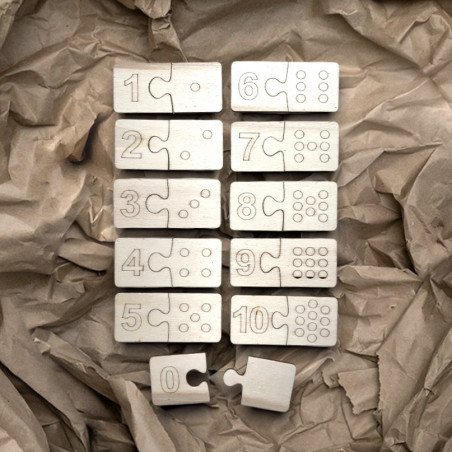 Insert Montessori din lemn pentru copii - două piese DOMINO | SENTOP