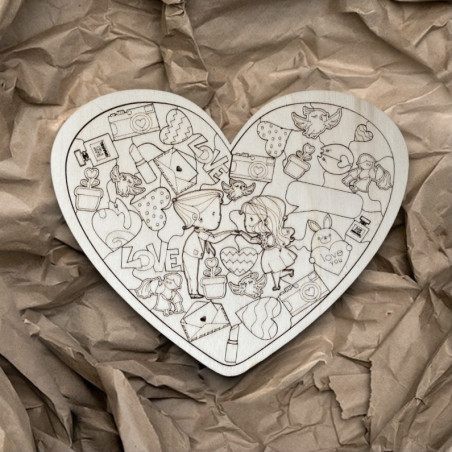 Puzzle din lemn în formă de inimă - IUBIREA | SENTOP