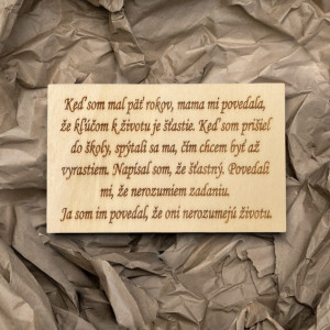 Însemn din lemn cu textul - Cheia vieții | SENTOP 2