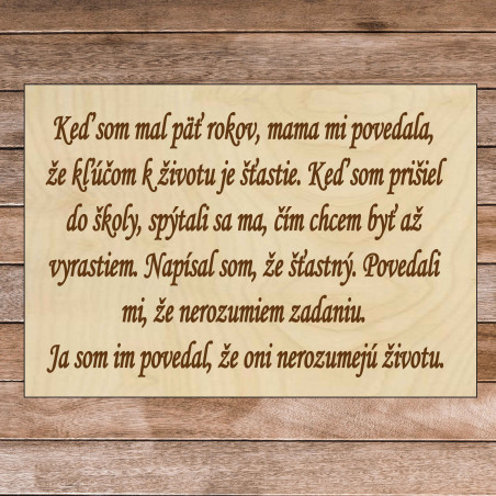 Însemn din lemn cu textul - Cheia vieții | SENTOP