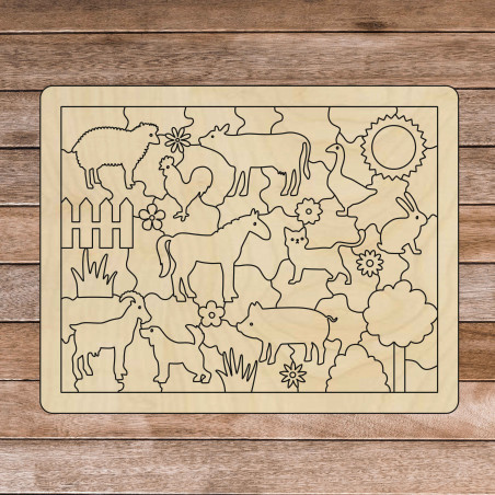 Ajutor senzorial din lemn Montessori - Animale de fermă | SENTOP H018 Plop