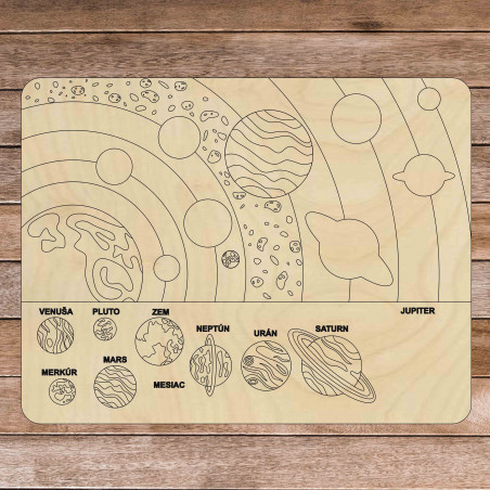 Puzzle montessori din lemn - Sistem solar 10 bucăți | SENTOP