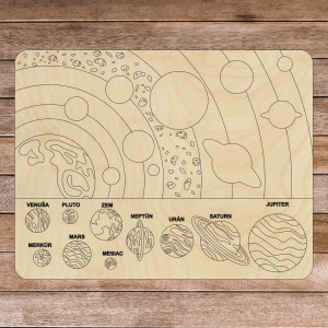 Puzzle montessori din lemn - Sistem solar 10 bucăți | SENTOP 2