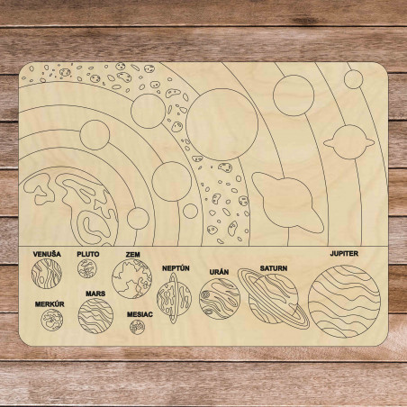 Puzzle montessori din lemn - Sistem solar 10 bucăți | SENTOP