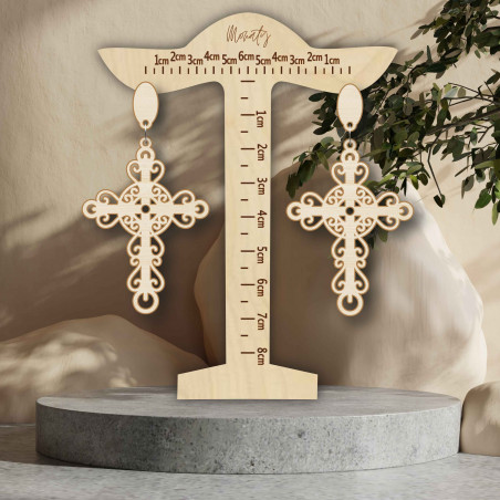 Cercei din pandantiv din lemn CROSS - MONATY | SENTOP