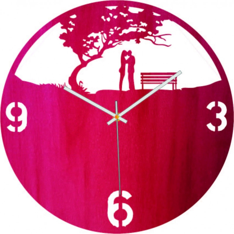 Ceas de perete din lemn Love in the Park - LOVE