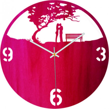 Ceas de perete din lemn Love in the Park - LOVE