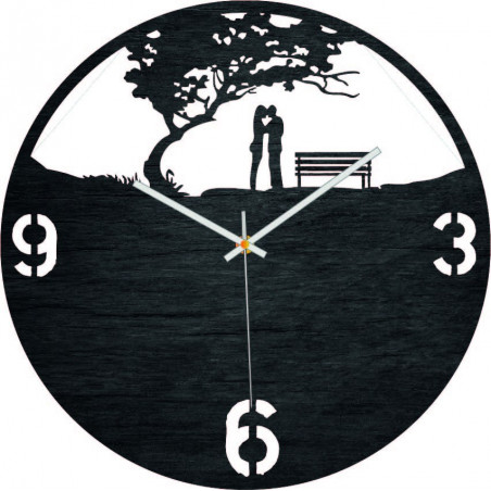 Ceas de perete din lemn Love in the Park - LOVE