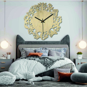 Ceas de lemn - Animale de pădure - Negru și colorat |... 2