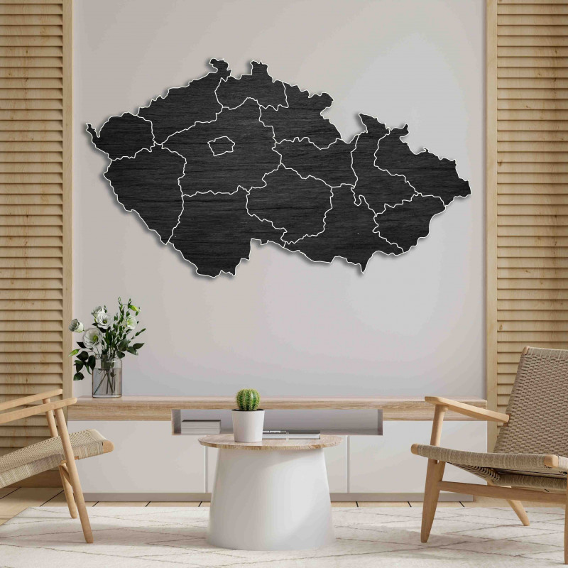 Harta de perete din lemn Republica Cehă - 14...