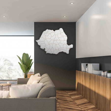 Hartă de perete din lemn România - ROMA