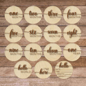 Cartonașe din lemn cu momente importante - primul an din... 2