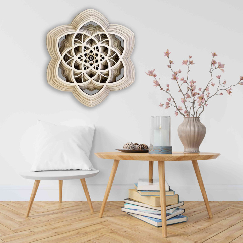 Mandala din lemn Harmony realizată din mai...