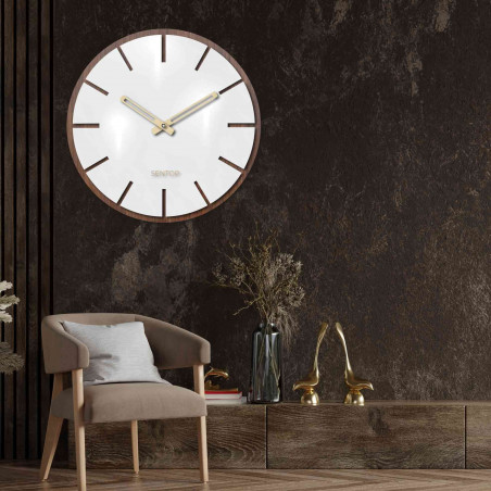 Ceas de perete din lemn - Sentop | HDFK026 | piuliță de wenge