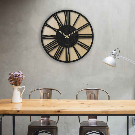 Ceas de perete din lemn cu cifre romane - Sentop | HDFK029 | arțar