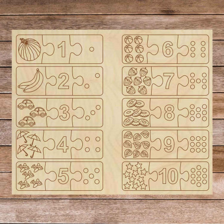 Puzzle din lemn pentru copii - Puzzle cu trei piese, 30 de piese | GOLBIT