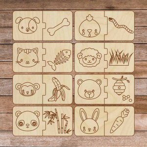 Puzzle pentru copii din lemn - Animale și alimente - 16... 2