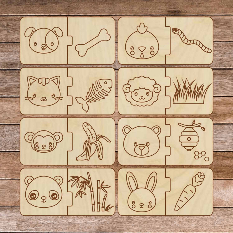 Puzzle pentru copii din lemn - Animale și...