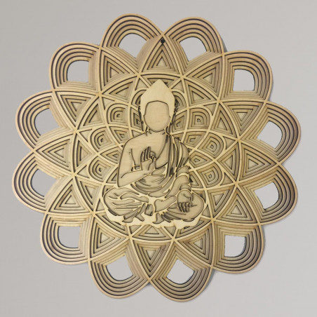 Pictura 3D pe perete - Sentop | Mandala Buddha | 90 x 90 cm de lemn