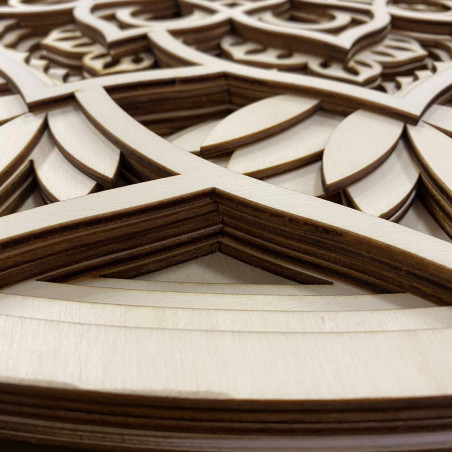 Pictură murală 3D mare din lemn I Mandala comunicării