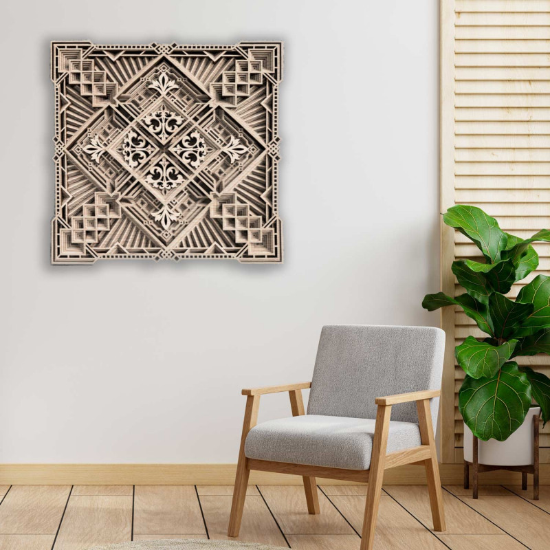 Exclusive mandala pictura de perete 3D pătrat -...